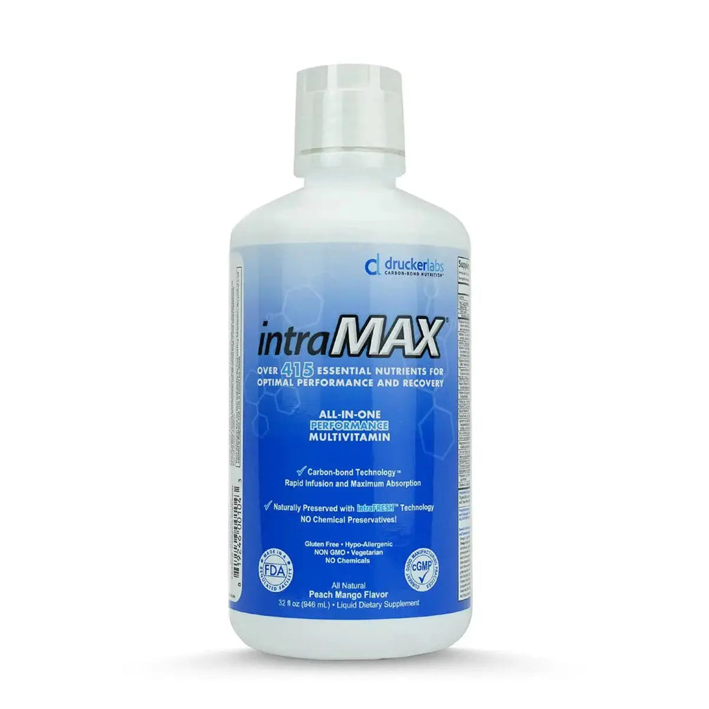 Drucker Labs - intraMAX Organic Liquid Multivitamin, Non GMO, Dairy Free, Gluten Free, Magnesium, Vitamin D, C and E, Zinc (32 oz., Peach Mango) Drucker Labs Au supplements