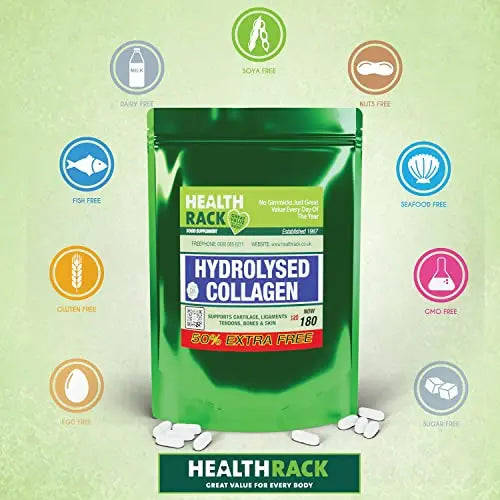 Collagen Supplements 1000mg with Vitamin C 180 Tablets - GMO Free - Hair Skin Nails HealthRack Au supplements