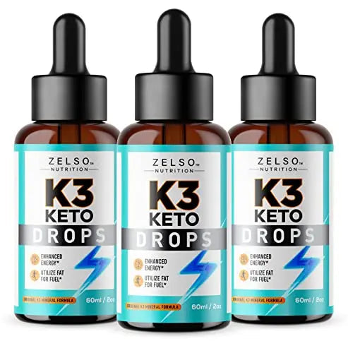(3 Pack) K3 Keto Drops for Weight Loss - Fat Burner & Metabolism Booster | Advanced Keto ZELSO Au supplements