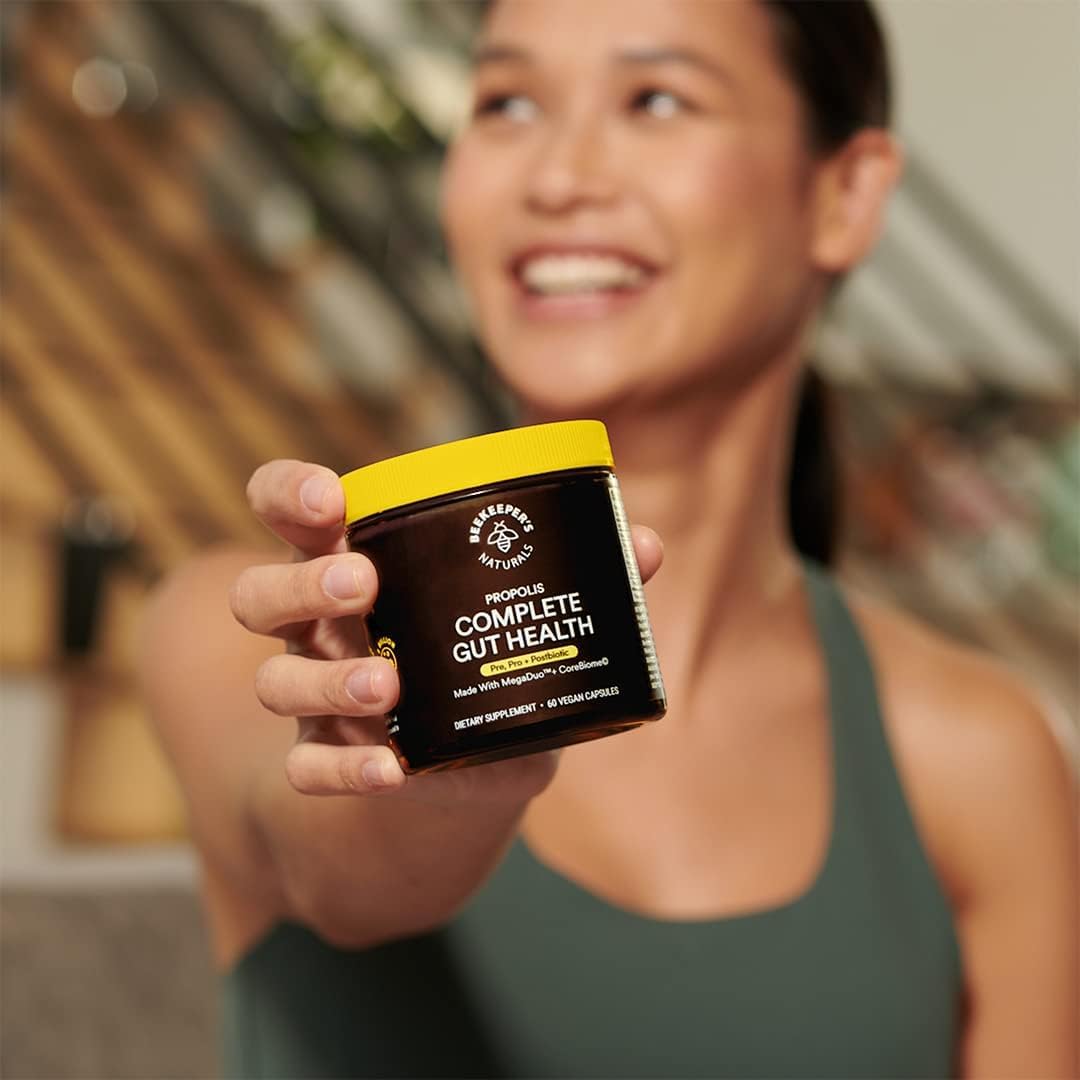 Beekeeper's Naturals Complete Gut Health, 3-in-1 Prebiotic, Postbiotic, Probiotics for Digestive Health & Bloating Relief for Women & Men