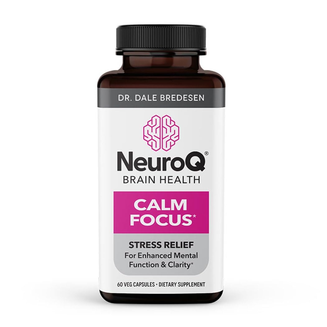 LifeSeasons NeuroQ Calm Focus Capsules - Stress Relief Supplement - Supports Mental Function & Relaxation - Sensoril Ashwagandha, Magnesium, GABA, L-Theanine, Andean Cocoa & Kava Kava - 60 Capsules LifeSeasons Au supplements