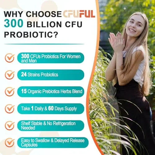 Probiotics for Women & Men - 300 Billion CFU & 24 Strains Probiotic with 15 Organic Herbs Cfuful Au supplements