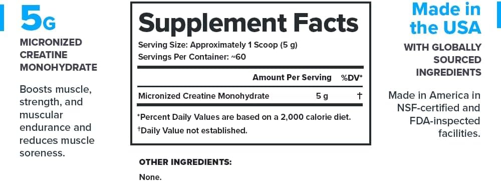 LEGION Micronized Creatine Monohydrate Supplement - Clean Creatine Powder for Muscle Gain & Post Workout Recovery - Micronized Creatine Supplement for Maximum