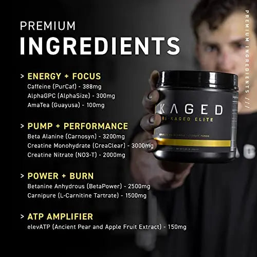 Kaged High Stimulant Pre Workout Powder | Fruit Punch | Pre-Kaged Elite | L-Citrulline Kaged Au supplements