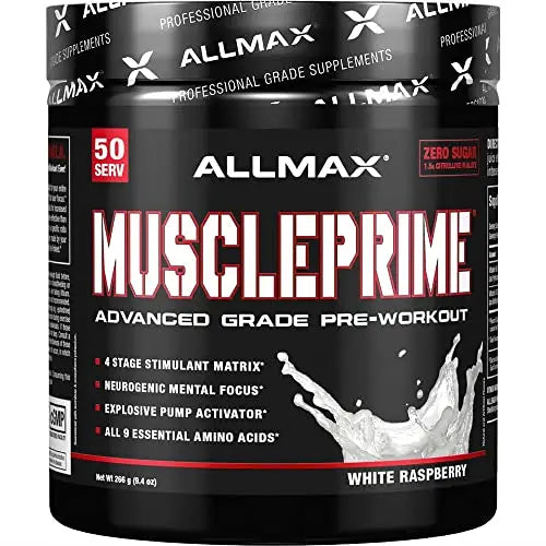 ALLMAX MUSCLEPRIME, White Raspberry - 266 g - Advanced Grade Pre-Workout ALLMAX Nutrition Au supplements