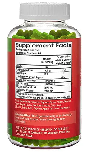 Sea Moss Gummies with Apple Cider Vinegar, Bladderwrack, and Burdock Root Organic Flamingo Supplements Au supplements