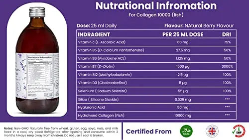 Diamond Elixir Marine Liquid Collagen Type 1 & 3 Hydrolysed Collagen Peptides 10000mg VitaZam Au supplements