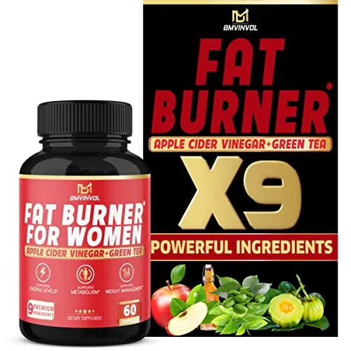 Fat Burner for Women, 9-in-1 Powerful Blend of Apple Cider Vinegar, Green Tea, Garcinia Cambogia BMVINVOL Au supplements