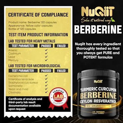 Berberine Supplement 14000mg Turmeric Curcumin 4500mg Trans-Resveratrol 4500mg Nuqiit Au supplements