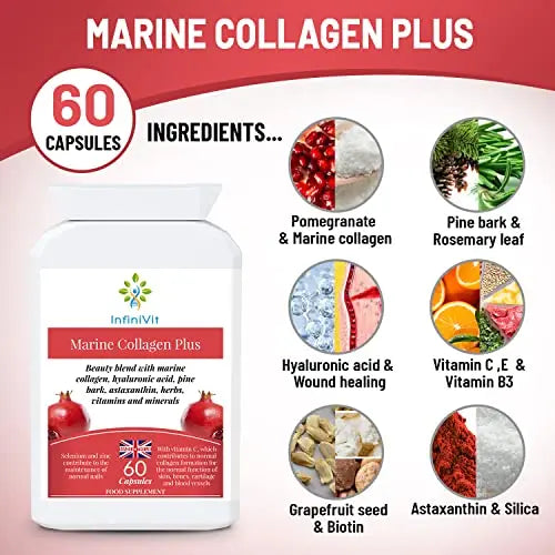 InfiniVit Marine Collagen Plus Blend Capsules - Hair Growth Enhancer with Enriched Vitamin C and Vitamin E InfiniVit Au supplements