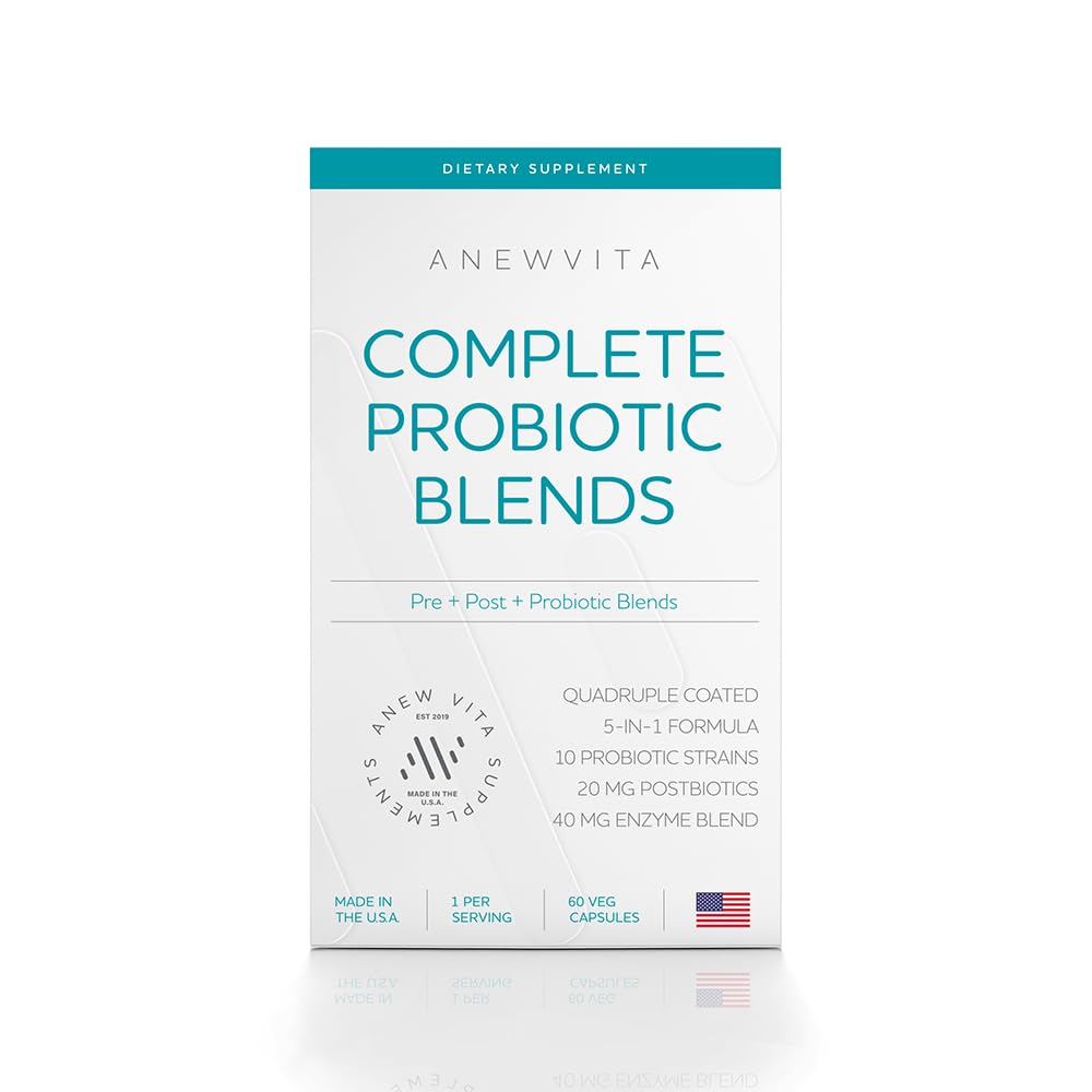 Complete Probiotic Blend: 5-in-1 Digestive Enzymes, Zinc, Postbiotic, Prebiotics and Probiotics for Women & Men, Provitalize for Women Digestive & Gut Health | 10 Strains 20 Billion CFU, 60ct Softgels Anew Vita Au supplements
