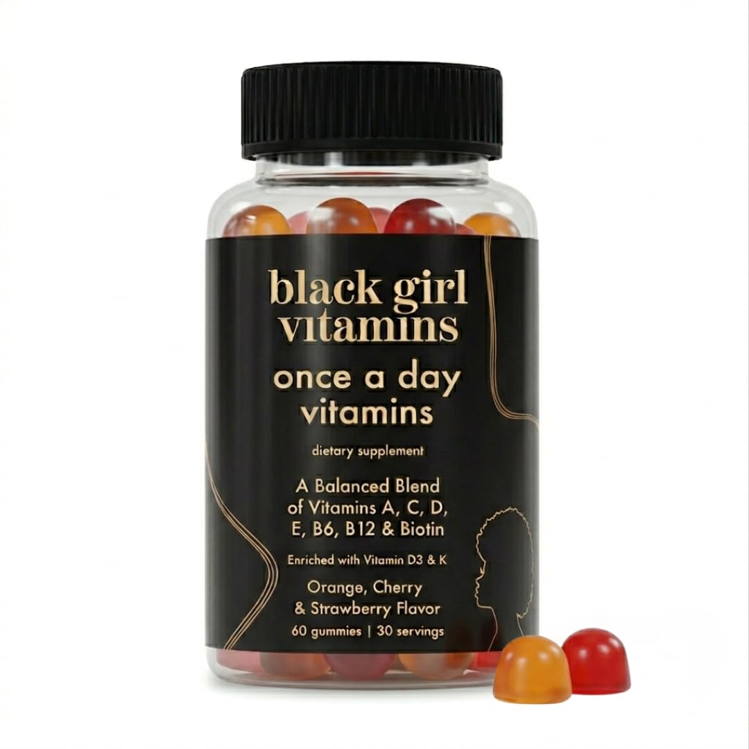 Black Girl Vitamins Once a Day - Womens Multivitamin Gummy - Vitamin A, B, C, E and Zinc. Multivitamin for Women, Immune Support. Vegan