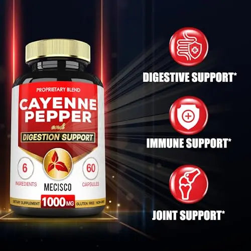 Mecisco 6in1 Cayenne Pepper Capsules Organic with Ginger Root, Beet Root, and Black Pepper Mecisco Au supplements