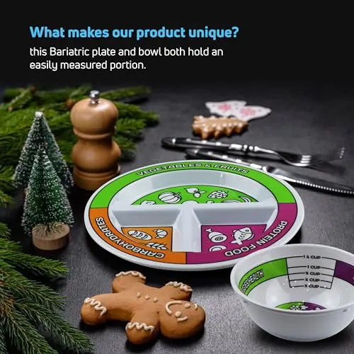 Portion Control Bariatric Plates and Bowls Set of 2 (4pcs Total) - Self-Measuring Plates HeroFiber Au supplements