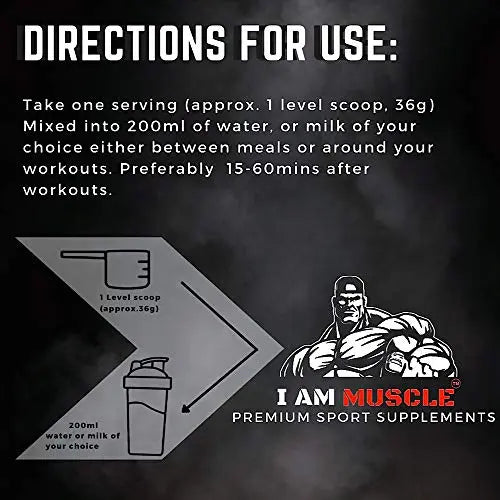 Ultimate Whey Protein + BCAA’s Powder, Premium High Protein Isolate, Enhance Lean Muscle Mass and Recovery, 1kg I AM MUSCLE Au supplements