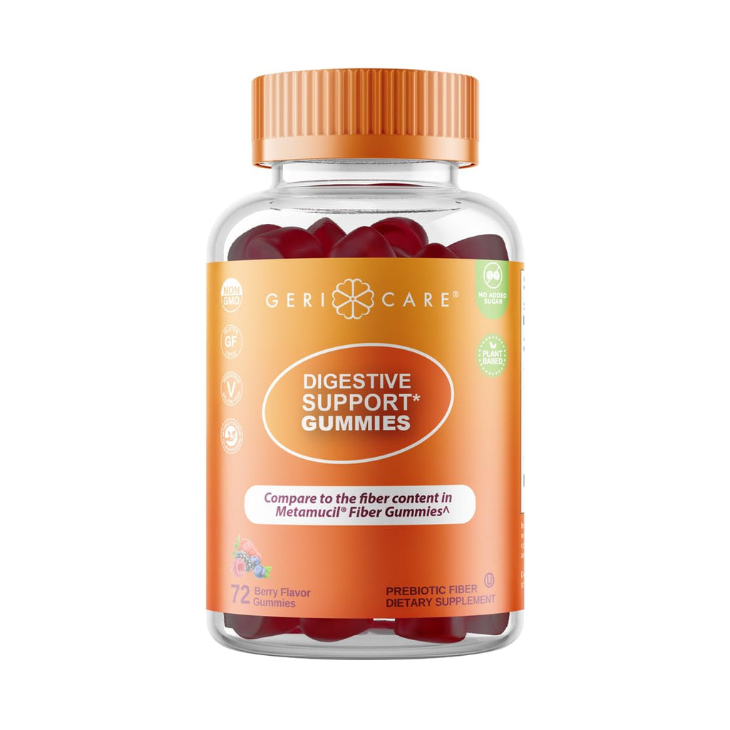 GeriCare Prebiotic Digestive Support, Gummies Compare to Metamucil Fiber Gummies, Berry Flavor, 72 Count, Plant-Based Fiber for Gut Health, Non-GMO,
