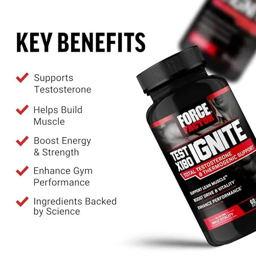 FORCE FACTOR Test X180 Ignite Testosterone Booster for Men, Testosterone Support Force Factor Au supplements