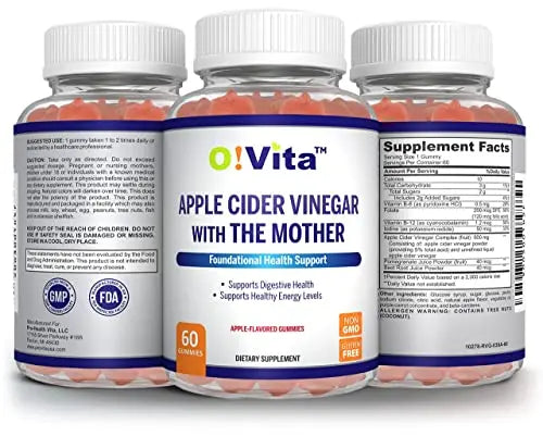 O!VITA Apple Cider Vinegar Gummies with The Mother, Gluten Free, Vegan, Made with Pomagranate O!VITA Au supplements