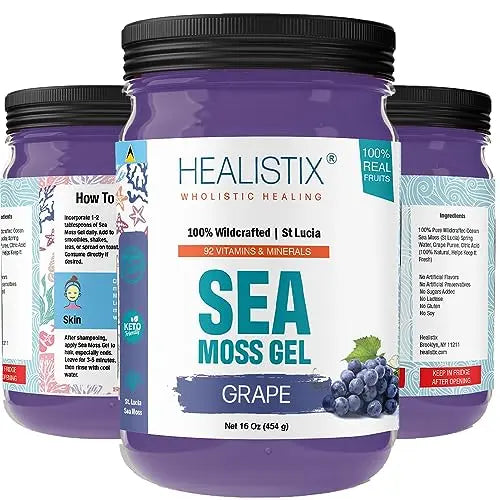 Healistix Grape Irish Sea Moss Gel- St Lucia Wildcrafted Seamoss Gel, Packed HX HEALISTIX Au supplements