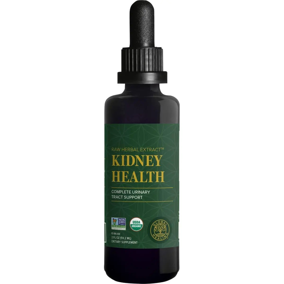 Global Healing USDA Organic Kidney Health with Cranberry & Hydrangea - Kidney Cleanse Liquid Supplement & Stones Dissolver for Urinary Health - Detox & Repair Formula for Bladder Control - 2 Fl Oz Global Healing Center Au supplements