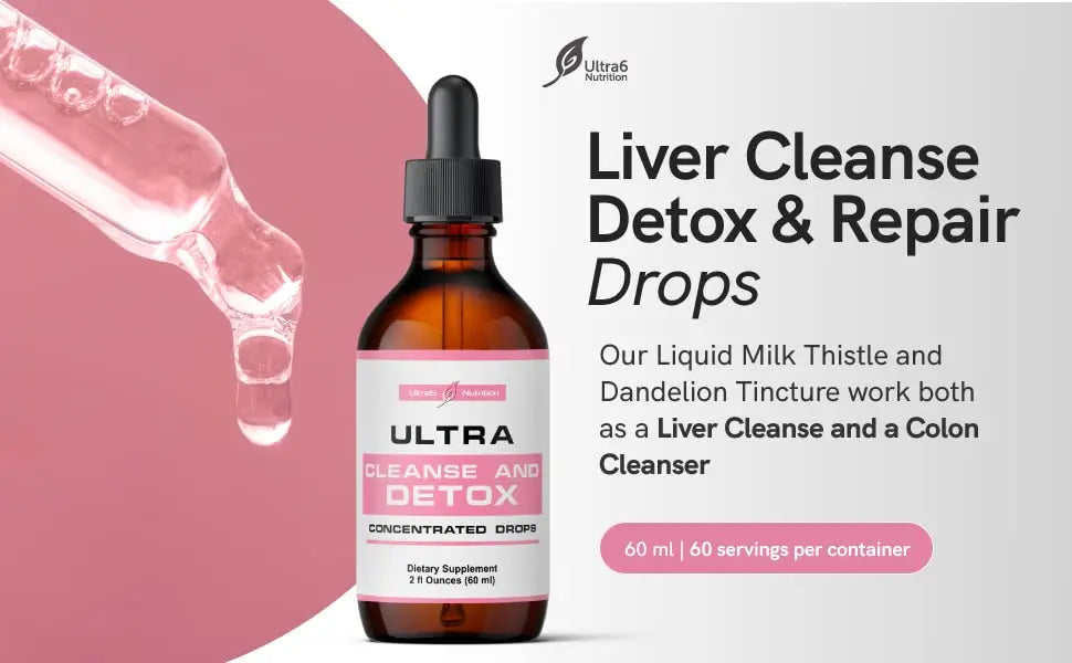 Liver Cleanse Detox & Repair Drops with Milk Thistle Extract, Dandelion Root Extract & Artichoke Ultra6 Nutrition Au supplements