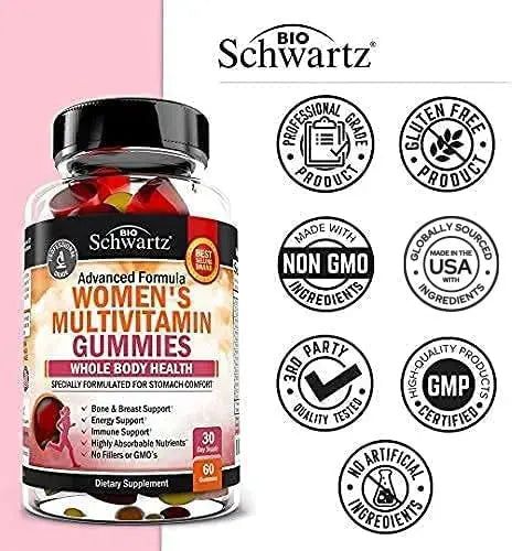 Women's Multivitamin Gummies with Vitamin A C B6 B12 D & E Vitamins for Immune Support - Gummy Multivitamin for Women BioSchwartz Au supplements