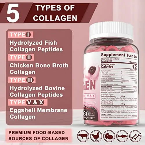 Sugar Free Hydrolyzed Collagen Gummies 800mg Kroo Au supplements