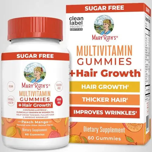 MaryRuth's Multivitamin + Hair Growth Gummies | with Lustriva® | Biotin 10000mcg | B Vitamins | Formulated for Thicker Hair, Wrinkles, Fine Line MARYRUTH'S Au supplements