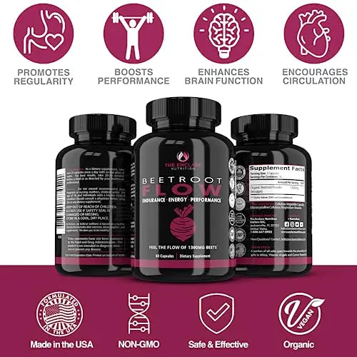 Beet Root Capsules Organic Beet Root Powder 1300mg | Natural Nitric Oxide Booster THE ENCLARE NUTRITION Au supplements