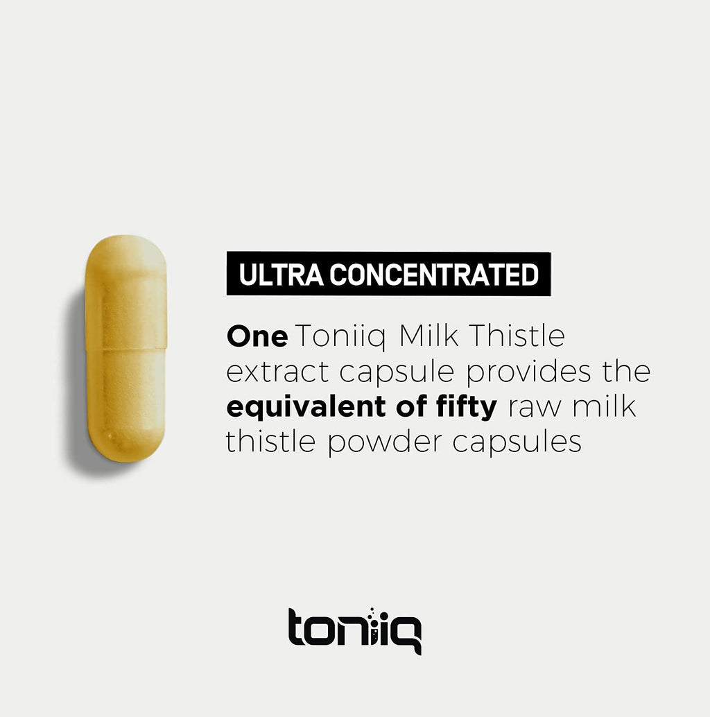Toniiq Milk Thistle - Ultra High Potency 50:1 Extract with 80% Silymarin - Highly Concentrated - Third-Party Lab Tested - 90 Capsules Toniiq Au supplements