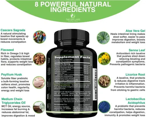 Colon Cleanse Fast-Acting Colon Cleanser Detox; Healthy Bowel Movement THE ENCLARE NUTRITION Au supplements