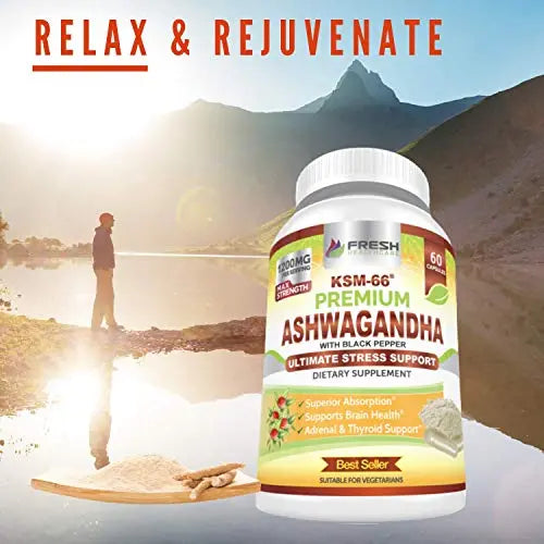 FRESH HEALTHCARE Ashwagandha Capsules KSM 66-1200mg Pure and Potent FRESH HEALTHCARE Au supplements