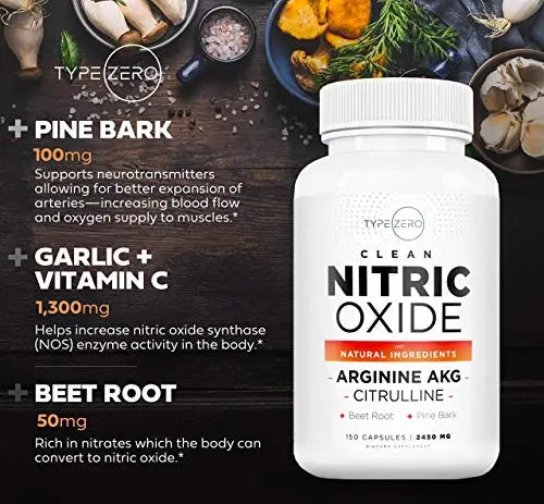 Type Zero Nitric Oxide 6X Booster, 150 Veggie Capsules - Natural Supplement - Beetroot Type Zero Au supplements