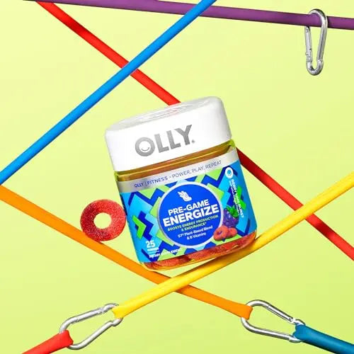 OLLY Pre-Game Energize Workout Gummy Rings, S7 Plant-Based Blend, B Vitamins, Berry OLLY Au supplements