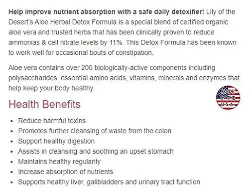 Lily Of The Desert Aloe Vera Detox Formula Lily Of The Desert Au supplements