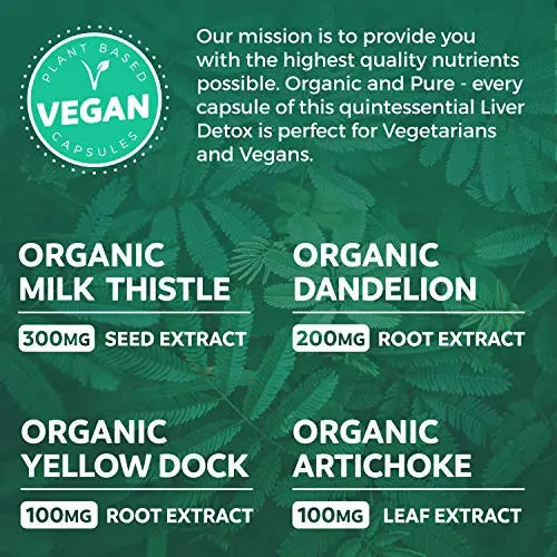 Organic Liver Cleanse Detox & Repair (Vegan, Non-GMO) Milk Thistle Extract (80% Silymarin) PURE CO Au supplements