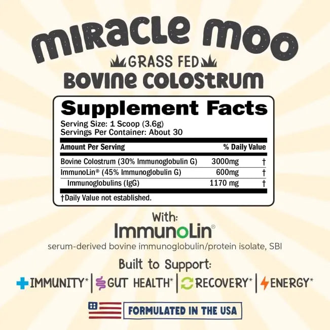 Colostrum Supplement for Gut Health, Hair Growth, Beauty and Immune Miracle Moo Au supplements