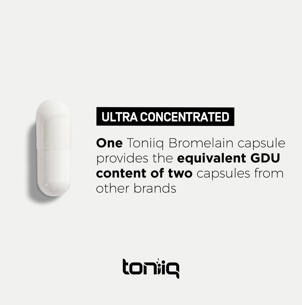 Ultra High Strength Bromelain 500mg - 3600 GDU/Gram - Highly Concentrated and Bioavailable - Third-Party Tested Formula - 120 Vegetarian Capsules - 120 Servings Per Container - Bromelain Supplement Toniiq Au supplements