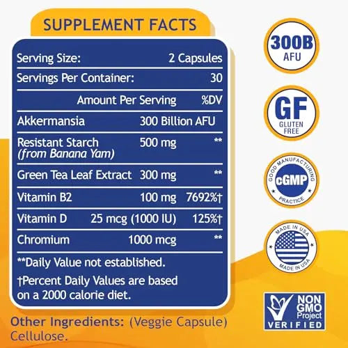 300 Billion AFU Akkermansia Muciniphila - Live Akkermansia Probiotics for Women & Men Lifeatlas Au supplements