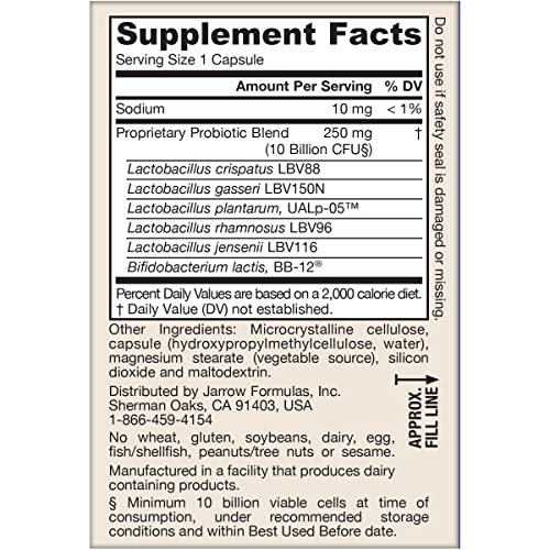 Jarrow Formulas Fem-Dophilus Advanced Vaginal & Digestive Probiotics 10 Billion CFU with 6 Science Backed Strains, for Vaginal, Urinary Tract