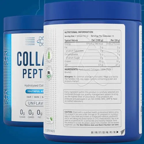 Applied Nutrition Collagen Peptides Powder - Hydrolysed Bovine Collagen Protein, Halal, Healthy Skin, Hair, Nails (Unflavoured) (300g - 15 Servings) Applied Nutrition Au supplements