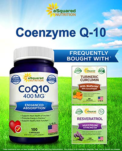 aSquared Nutrition CoQ10 (400mg Max Strength, 100 Veggie Capsules) - High Absorption aSquared Nutrition Au supplements