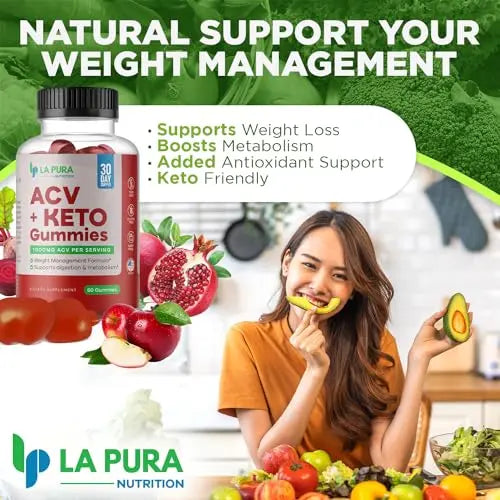 LaPura ACV 1000 mg + Keto Gummies for Weight Loss, 60 Gummies - 1000 mg Apple Cider LaPura Au supplements