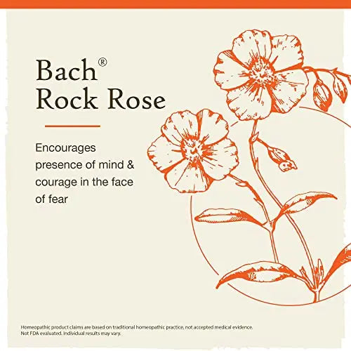 Bach Original Flower Remedies, Rock Rose for Courage (Non-Alcohol Formula), Natural Homeopathic Bach Au supplements