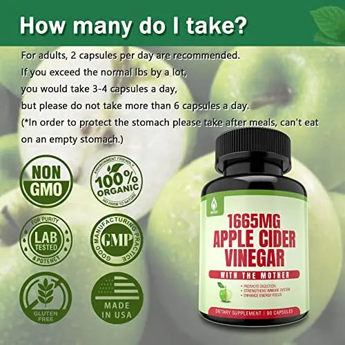 Sugar Free Apple Cider Vinegar Capsules with The Mother, New Formula with Milk Thistle EnvyDeal Au supplements