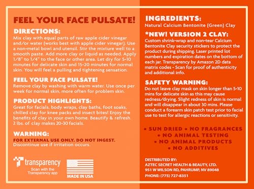 Aztec Secret– Indian Healing Clay 16 Oz – Deep Pore Cleansing Facial & Body Mask – The Original 100% Natural Calcium Bentonite Clay – New Version 2