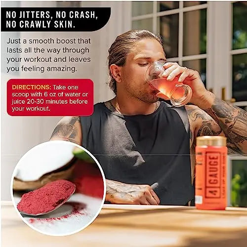 4 Gauge Natural Preworkout Without The Jitters | 30 Servings | Nitric Oxide Booster 4 Gauge Au supplements