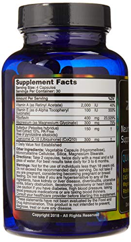Migraine Relief, Quad-Formula with PA-Free Butterbur (150mg), CoQ10 (300mg), Magnesium Glycinate (300mg), High-Dose Riboflavin (400mg) - MigrA Zero (120 Caps) Optimal Dosing for Migraine Sufferers Iconis Bioceuticals Au supplements