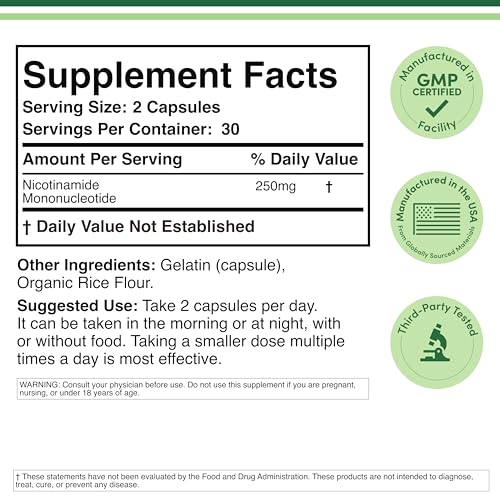 Double Wood Supplements NMN (Nicotinamide Mononucleotide) 250mg, 60 Capsules - 30 Servings, Gluten Free Double Wood Supplements Au supplements