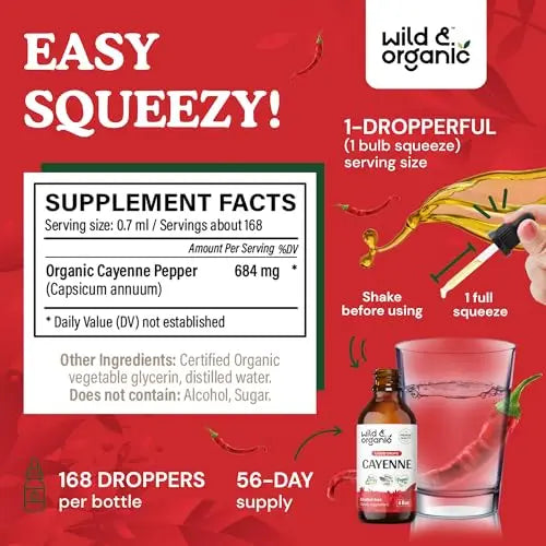 Cayenne Pepper Supplements - Organic Cayenne Pepper Tincture - Cayenne Pepper Liquid Wild & Organic Au supplements